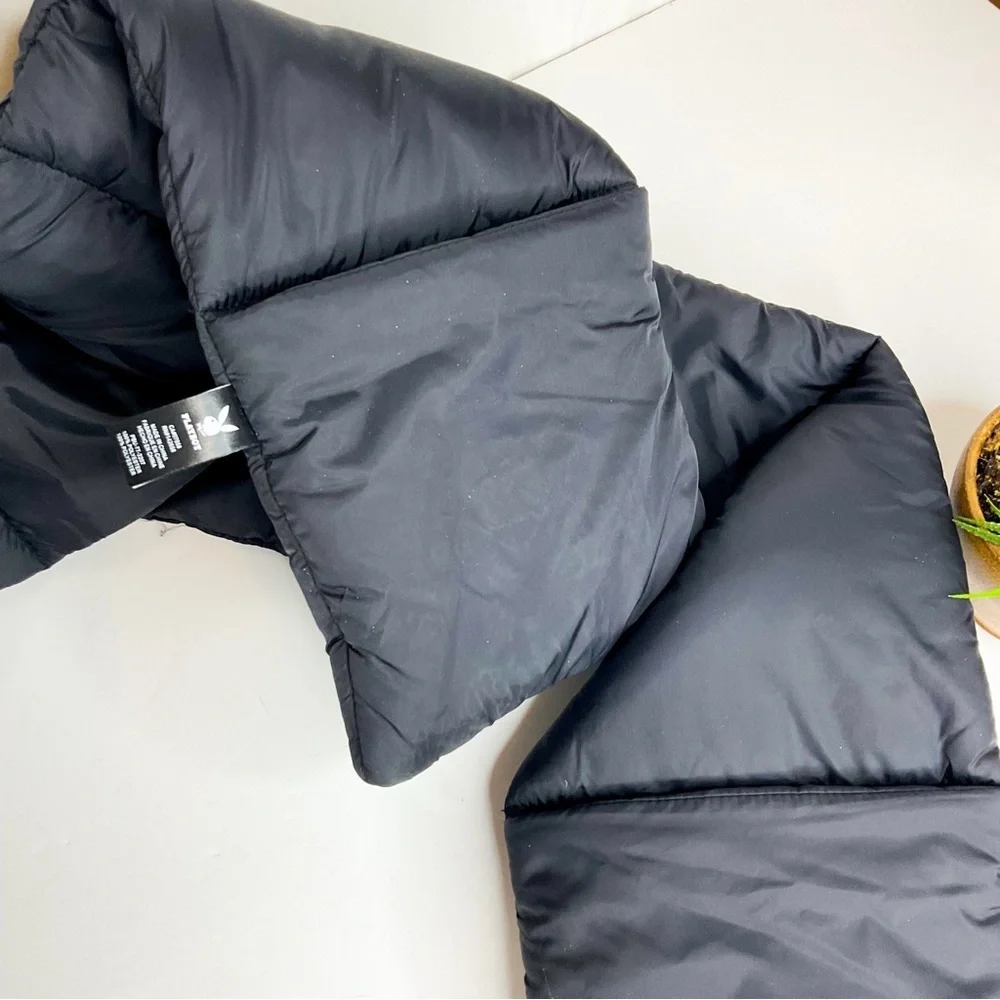 PLAYBOY Black Puffer Scarf with Hand Warmer Pockets | NWT - Picture 3 of 5